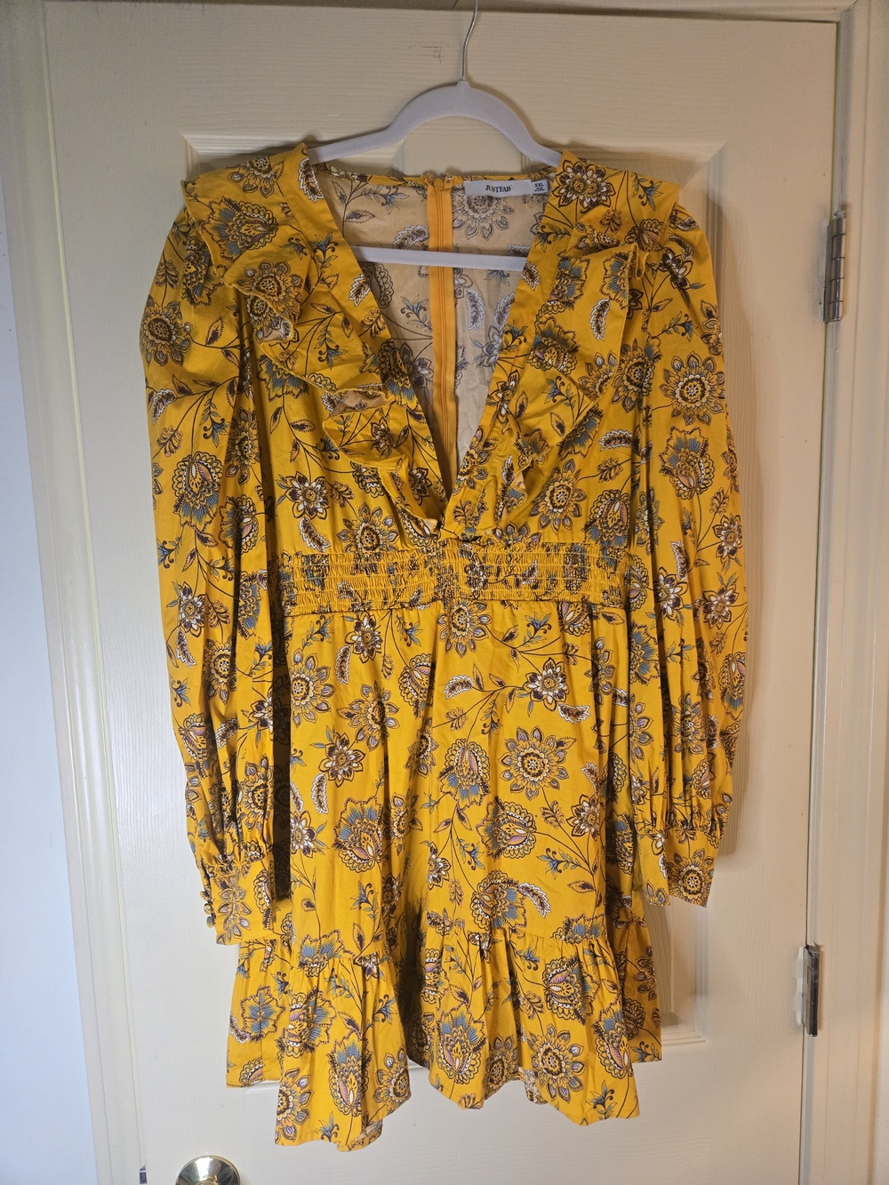 Yellow Floral Ruffle Mini Dress
